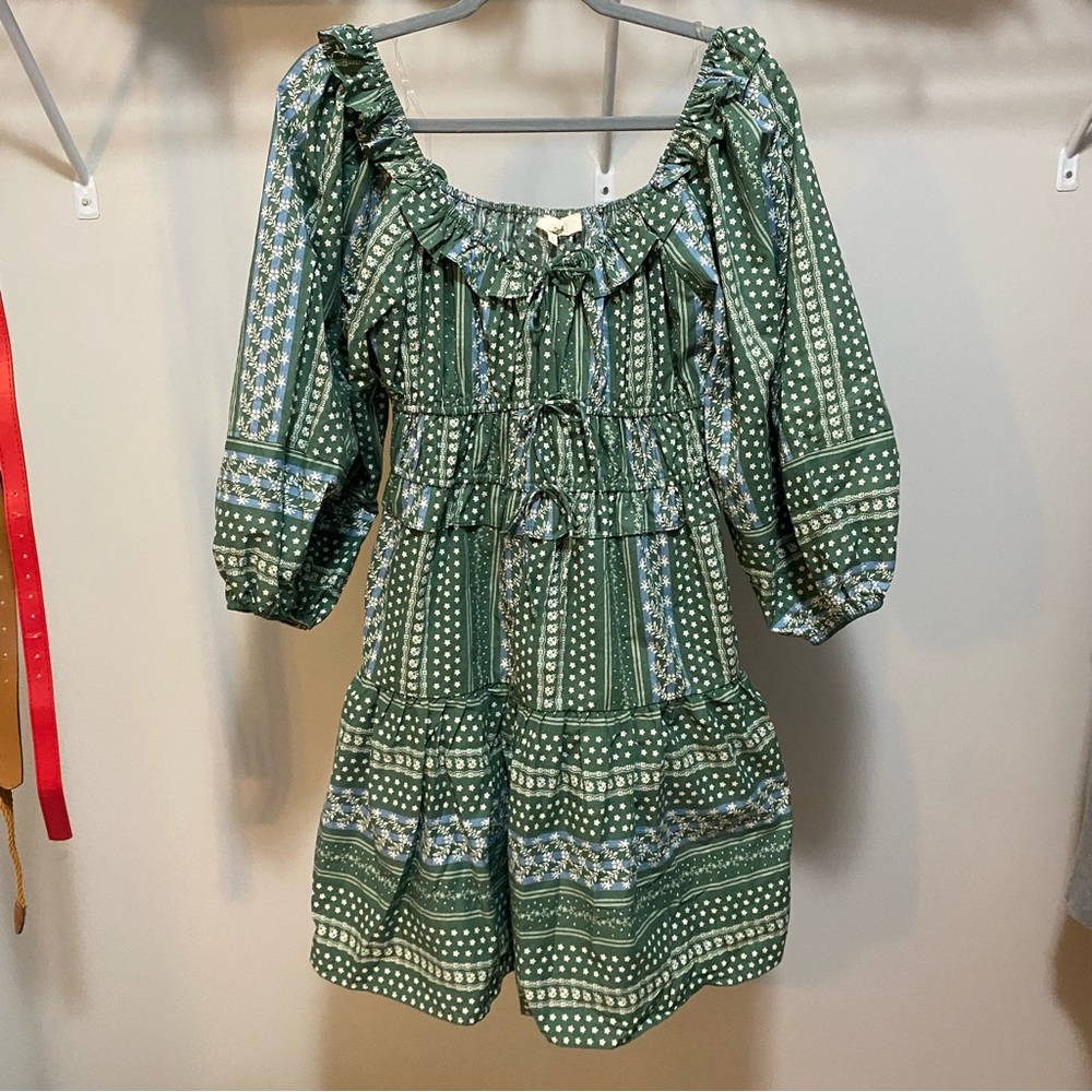 Entro Green Patterned Boho Dress